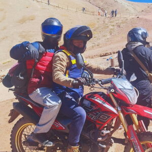 rainbow mountain by motor bike