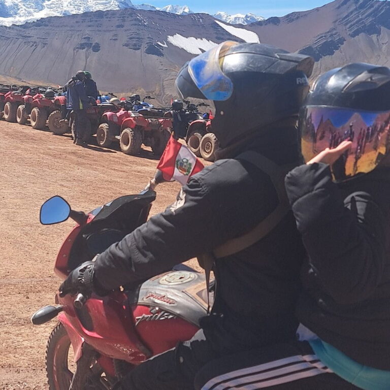 rainbow mountain by motor bike