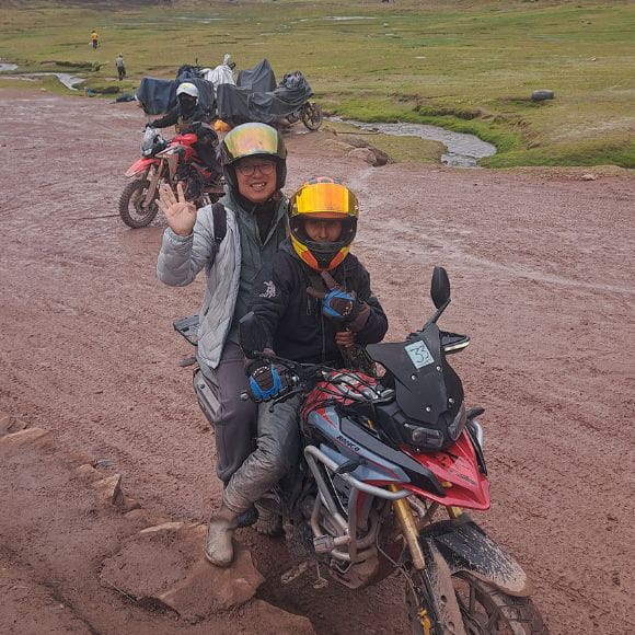 rainbow mountain by motor bike