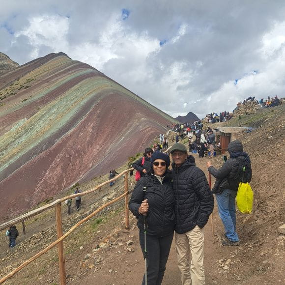 rainbow mountain by motor bike