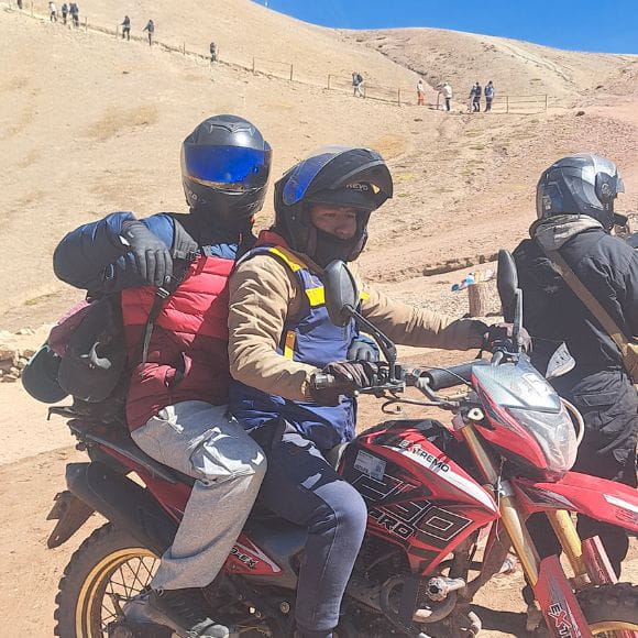 rainbow mountain by motor bike